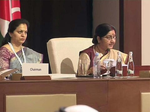Indian External Affairs Minister Sushma Swaraj at OIC meet in Abu Dhabi