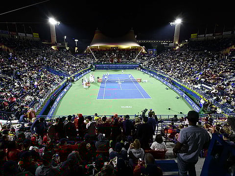 A view of the packed Dubai Tennis Stadium