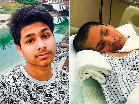 A reckless motorist hit Abtahi Siddique when he was crossing the street in Abu Dhabi. The teenager was catapulted by the impact and crashed head first on to the windscreen of the car. The boy is unable to utter a word and stares at his family with his eyes filled with tears.