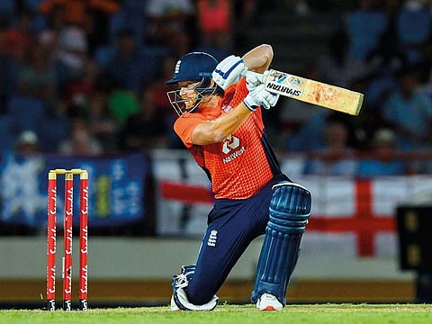 Jonny Bairstow hits a four over point during England’s win in the first Twenty20 against West Indies on Tuesday.