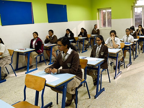Grade 12 students settle down just before their CBSE Accountancy exam at Indian High School in Dubai (File image)