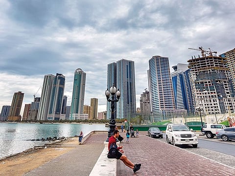 Sharjah residents make the best of the pleasant weather by heading to the Mamzar Beach area.