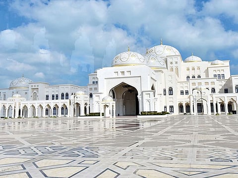 The exterior views of the Qasr Al Watan: This is one of the largest projection installations in the Middle East, with fifty-two projectors lit onto the exterior of the Palace’s walls