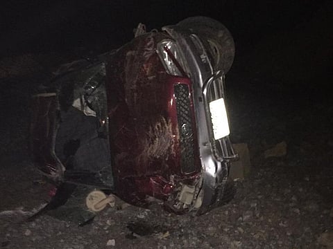 The SUV in which the four Emiratis were travelling in Ras Al Khaimah.