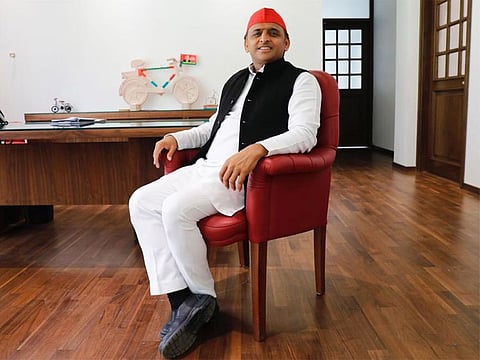 Samajwadi party chief Akhilesh Yadav during an interview with Gulf News