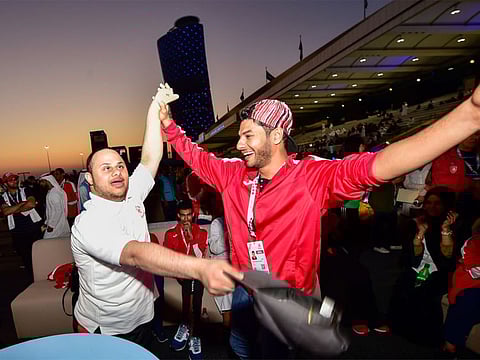 Players dance at the closing ceremony of Special Olympics IX Menda Games in Abu Dhabi.
