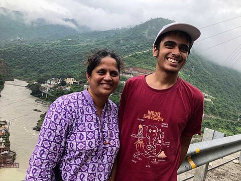 Sujith Shenoy (right), with his mother Keerthana (left)