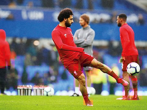 Liverpool's Mo Salah is awaiting the return of the Premier League.