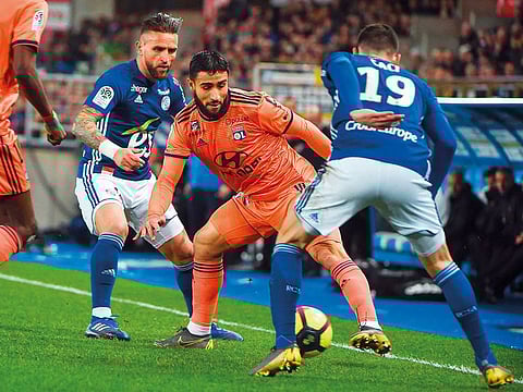 Lyon’s captain Nabil Fekir (centre) is their main man and one for the big occasion and along with Memphis Depay will be key to their fortunes in the second leg tie against Barca