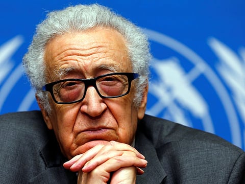 U.N.-Arab League envoy for Syria Lakhdar Brahimi pauses during a news conference at the United Nations European headquarters in Geneva January 27, 2014.