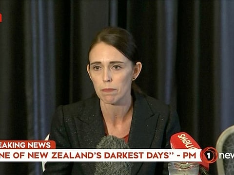 New Zealand's Prime Minister Jacinda Ardern speaks on live television following fatal shootings at two mosques in central Christchurch, New Zealand March 15, 2019, in this still image taken from video.
