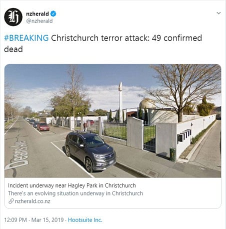 Many users commended New Zealand's media for calling it a terror attack