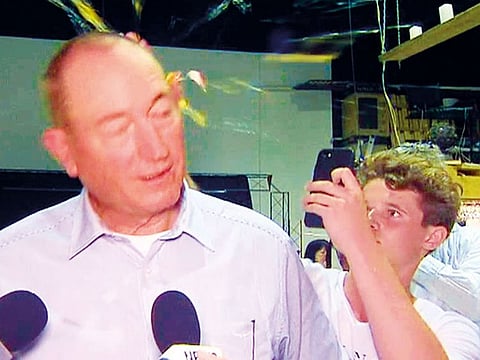 Australian politician Fraser Anning was egged by a young protester, for islamophobic comments