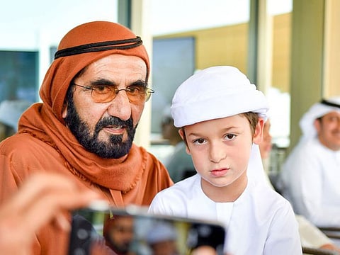 Shaikh Mohammad attended part of the four-stage endurance event at the Dubai International Endurance City, and took some time out for a few photos with family.
