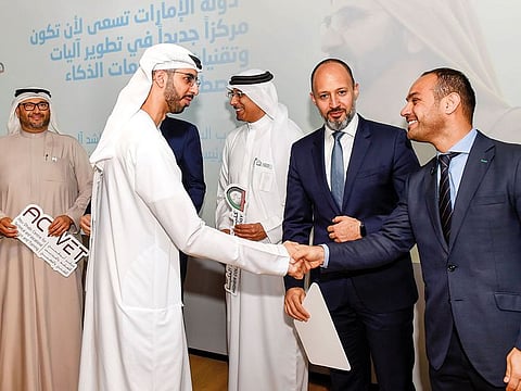 Omar Bin Sultan Al Olama interacts with senior officials from government entities and executives from international technology companies in Dubai