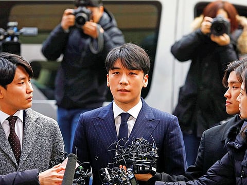 Seungri, a member of South Korean K-pop band Big Bang, arrives to be questioned over a sex bribery case at the Seoul Metropolitan Police Agency in Seoul, South Korea.