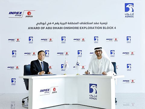 Adnoc and Inpex sign contract for onshore oil and gas exploration in Abu Dhabi.