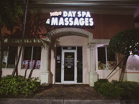 The Tokyo Day Spa & Massage parlor, in a strip mall in Palm Beach Gardens, Fla., March 14, 2019.