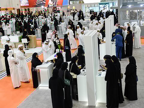 Emiratis register themselves at RTA and other Government exhibits.