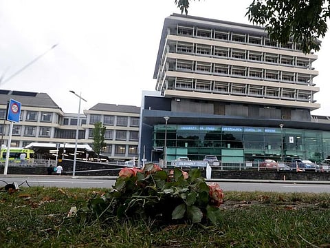 A bouquet of flowers is placed near Christchurch Hospital, honoring the victims of a mass shooting at two mosques in Christchurch, New Zealand