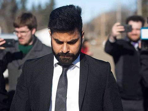Jaskirat Singh Sidhu arrives for his sentencing hearing in Melfort, Saskatchewan., Friday, March, 22, 2019.