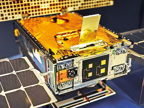 A replica of the MarCO cubesats at Nasa’s Jet Propulsion Laboratory in Pasadena, California. The success of MarCO mission means the cubesats likely will travel to distant reaches of our solar system.