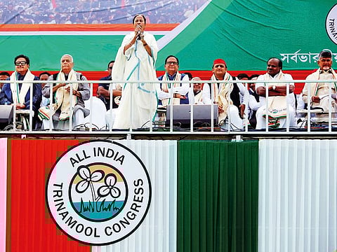 File photo: The "United India" rally was attended by the leaders of India's main opposition parties in Kolkata, India a few years ago but a question mark remains on whether the opposition can take on the BJP
