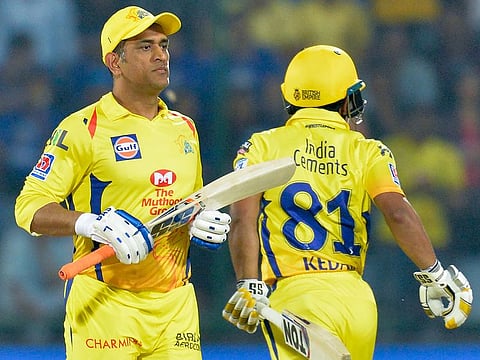 Chennai Super Kings batsman MS Dhoni (left).