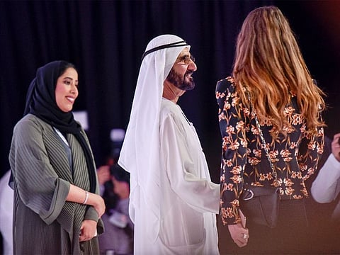 Shaikh Mohammad Bin Rashid Al Maktoum, Vice-President and Prime Minister of the UAE and Ruler of Dubai, arrives at the 18th edition of the Arab Media Forum at the Arena hall, Dubai World Trade Centre.