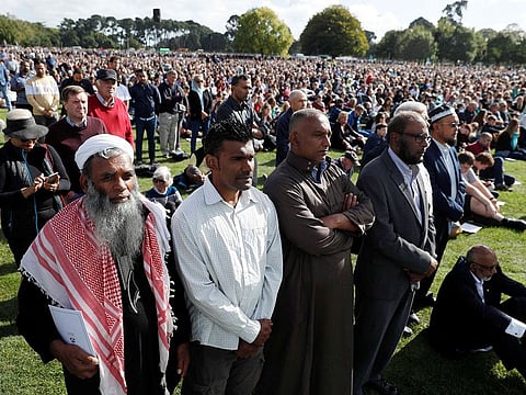 People attend the national remembrance service for victims of the mosque attacks, at Hagley Park in Christchurch, New Zealand March 29, 2019.