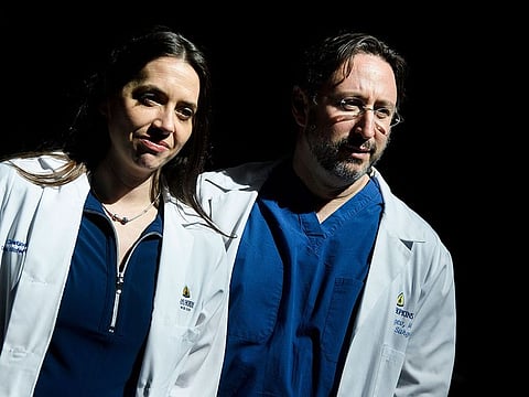 HIV doctor Dr. Christine Durand (L), associate professor of medicine and oncology and member of the Johns Hopkins Sidney Kimmel Comprehensive Cancer Center, and surgeon Dr. Dorry Segev, professor of surgery at the Johns Hopkins University School of Medicine.