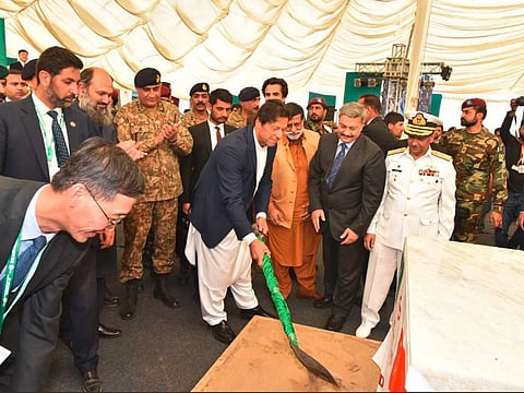 Prime Minister Imran Khan performing the ground-breaking of new Gwadar International Airport project in Gwadar, a port city on the southwestern coast of Balochistan, Pakistan.
