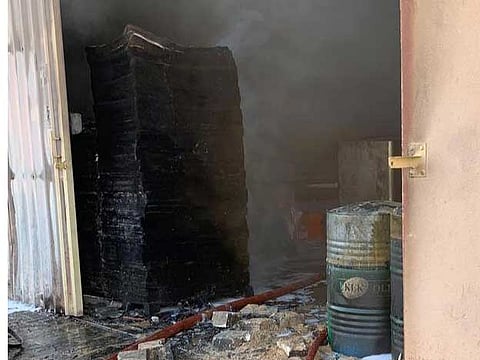 The fire broke out in a perfume warehouse in Ajman.