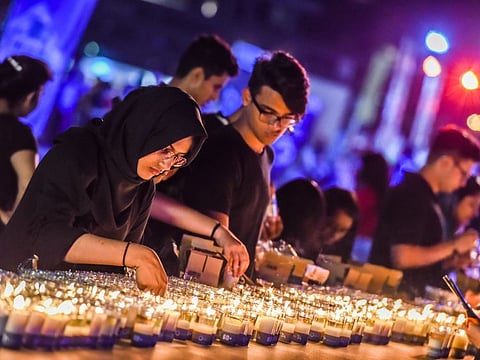 The Earth Hour 2019 at the Marasi Marina in Business Bay, Dubai.