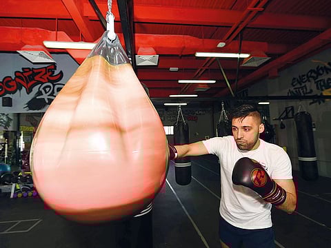 Boxer Rohan Date during the practice at Real Boxing Only Gym Dubai, ahead of his impending fight on May 3.