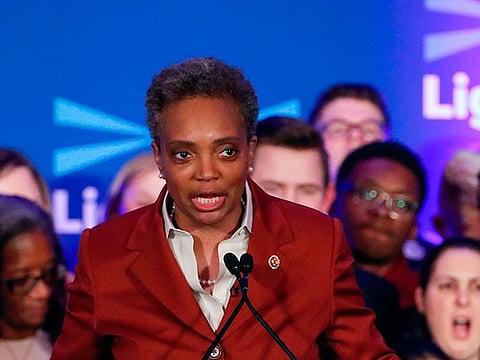 Chicago mayor elect Lori Lightfoot speaks during the election night party in Chicago, Illinois on April 2, 2019.