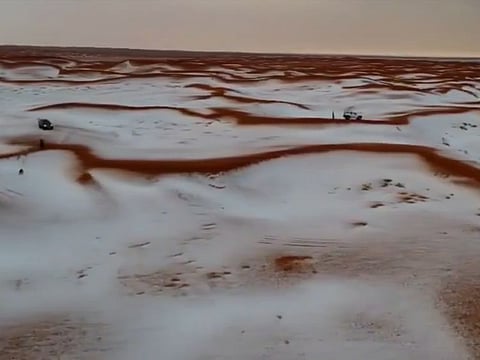 Screengrab of drone footage of a Saudi desert