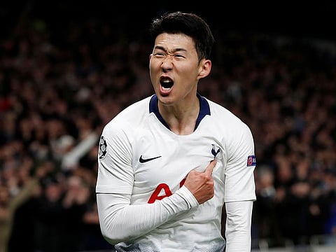 Tottenham's Son Heung-min celebrates.