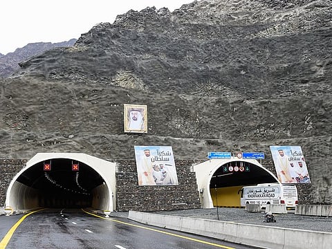 The entrance of Al Multaqa tunnel on the new Sharjah-Khor Fakkan road.