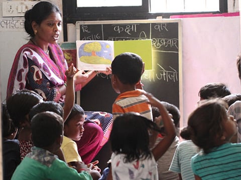 A class in progress in an urban slum. Photo for illustrative purpose.