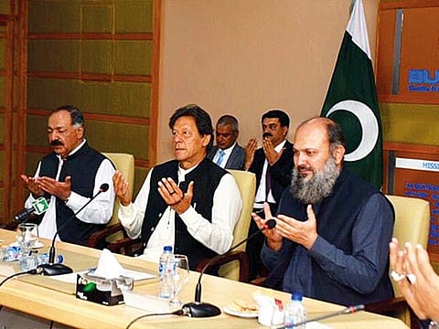 Imran Khan in Quetta, where he met a delegation of the Hazara community at Balochistan University of Information Technology, Engineering and Management Sciences.