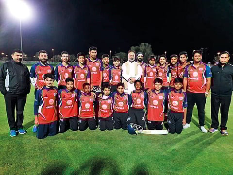 Team Samurai with Amin Farooq during the Phantom League at the Sevens Cricket ground.