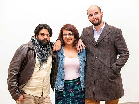 Director Chandni Varma (centre) with actors Sanjeev Dixit and Assyl Yacine.