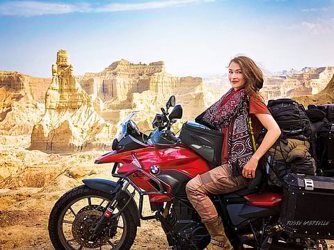 Rosie Gabrielle, pictured here in Balochistan, is one of many Western influencers who have visited Pakistan recently.