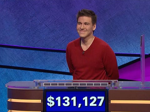 This file image made from video and provided by Jeopardy Productions, Inc. shows "Jeopardy!" contestant James Holzhauer on an episode that aired on April 17, 2019.