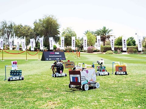 Teams from schools across the emirate have come together at El’s Club to showcase their very own artificial intelligence GolfBot and compete against other learners. Students are scored on innovation, creativity, sustainability and positivity and are given points for their AI projects.