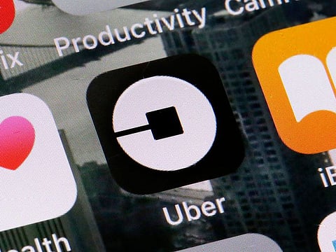 The Uber app on a phone.