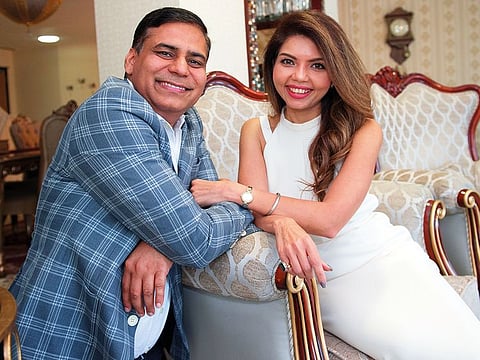 Aparna Bajpai along with her husband Captain Om Prakash Bajpai at their residence in Dubai.