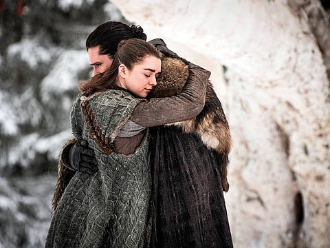 Maisie Williams and Kit Harington in a scene from ‘Game of Thrones’.