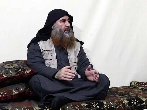 This image made from video posted on Monday, April 29, 2019, purports to show the leader of the Daesh, Abu Bakr Al Baghdadi.